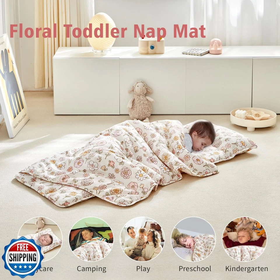 Tapete de cochilo infantil com travesseiro removível, bolsas de sono ultra macias para meninas, crianças  - Imagem 3 de 4