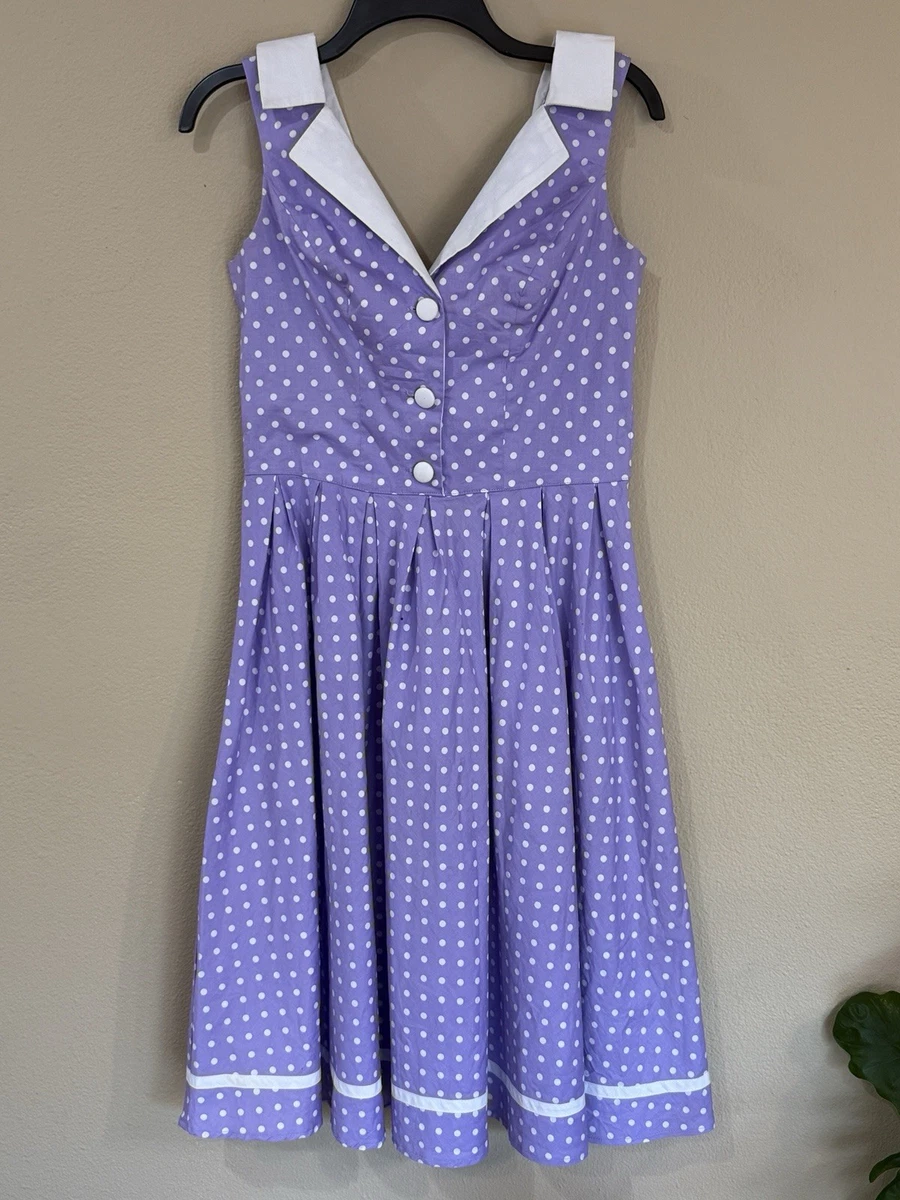 hell bunny blue polka dot dress Hell Bunny Tulip 50's Swing Dress Blue