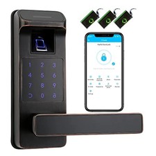 Smart Door Lock, Heavy Duty 5 in 1 Keyless Entry Door Lock, Full Aged Bronze