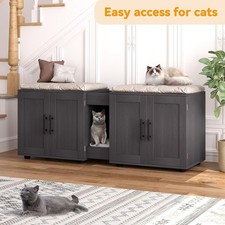 Cat Litter Box Enclosure Double Cat House Litter Box Furniture Hidden Door