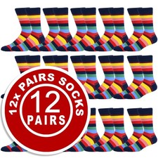 Mens 2, 5 or 6 Pairs Stripe Socks striped Coloured Designer Suit Fashion Adults