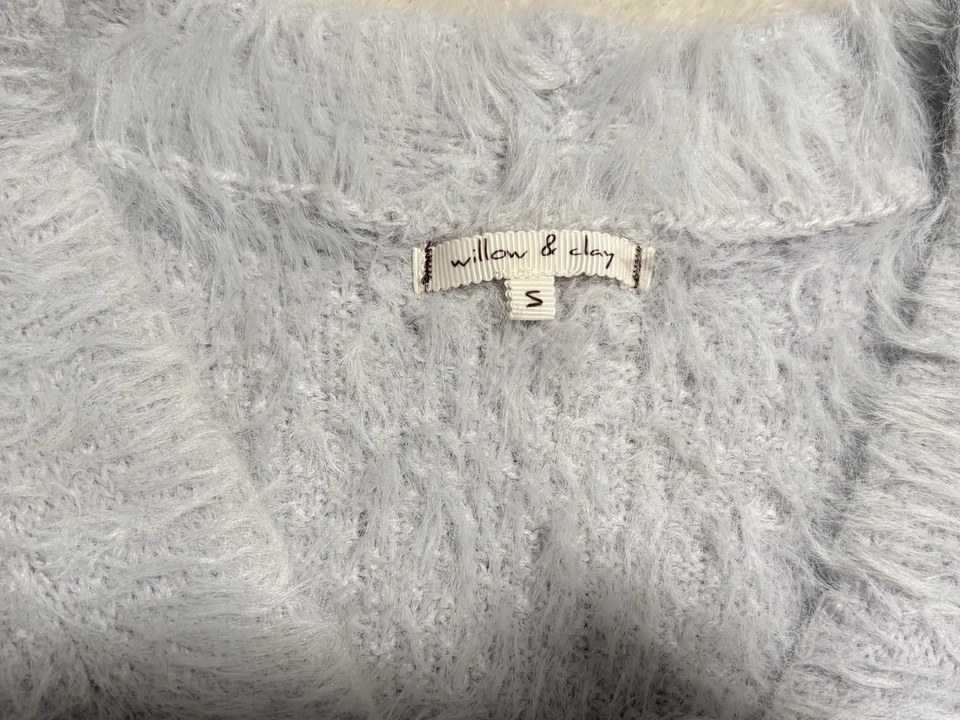 Willow & Clay Eyelash Gray Fuzzy Cardigan Size Small - Image 2 of 4