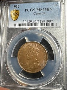 CanadaL 1912 Large Cent PCGS MS65BN