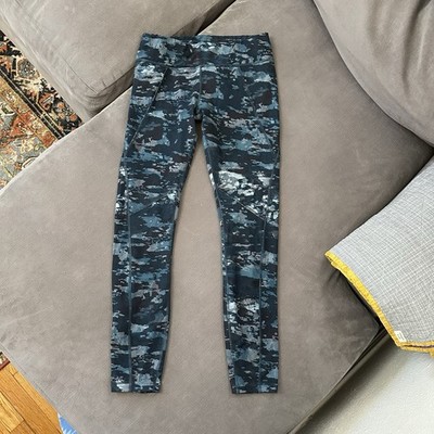 North Face Womens Active Leggings Medium Blue Pixel Stretch Skinny Black Gray
