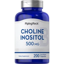 Choline Inositol Supplements | 500mg | 200 Capsules | Non-GMO | By Piping Rock