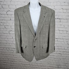 Jos A Bank Black Ivory Wool Cashmere Check 2 Button Notch Blazer Sport Coat 42S