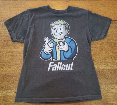 Fallout Game Boy Character Logo Large Gray Graphic T-Shirt Bethesda Size Medium