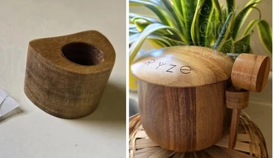 Ryze Ritual Canister Set Scoop Holder, Real Wood *Canister Not Included*