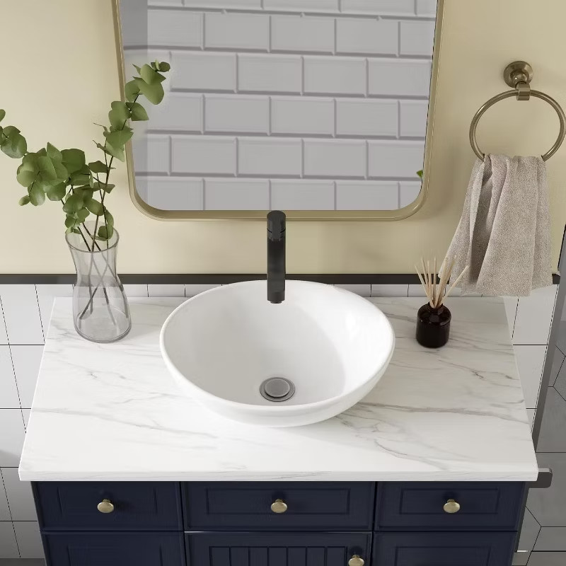 Vessel Sink Ellipse, 16"x13"x6" Bathroom Sinks White Ceramic - 2 Brand New Sinks