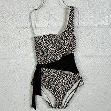 Vince Camuto One Shoulder Wrap Tie One Piece Swimsuit - Tanzania Cheetah 8