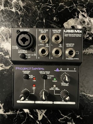 ART USB Mix Project Series Line Mixer USB Interface 3 Channel Phantom Power