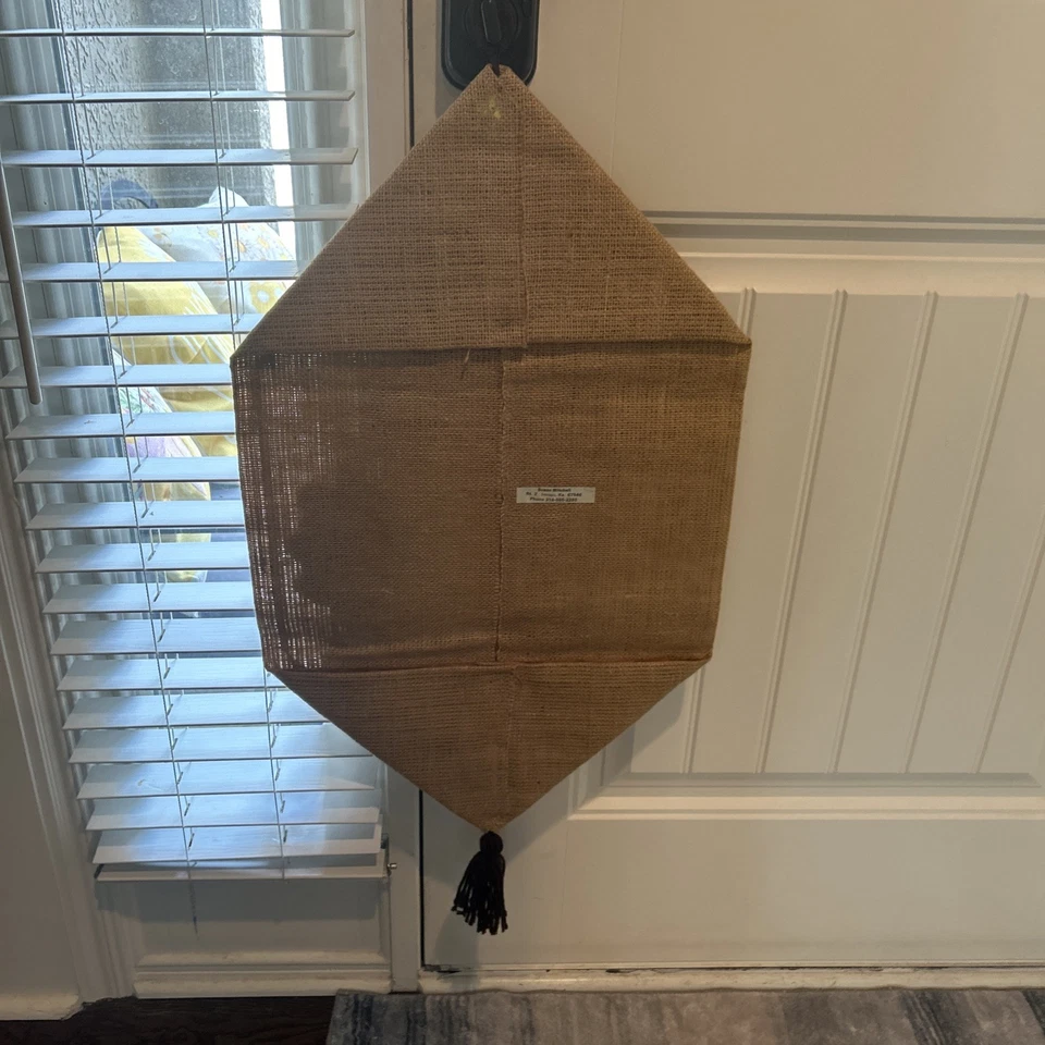 Vintage KU Kansas University Jayhawks Burlap Wall Decor Flag/Banner  - Image 3 of 4