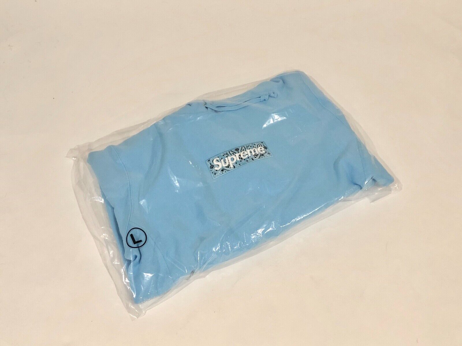 SUPREME BANDANA BOX LOGO BOGO HOODIE HOODED SWEATSHIRT LIGHT BLUE