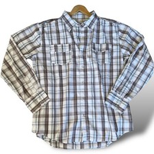 Vintage Western Pearl Snap Shirt Mens XL Plaid Cowboy Rodeo Post Malone Style