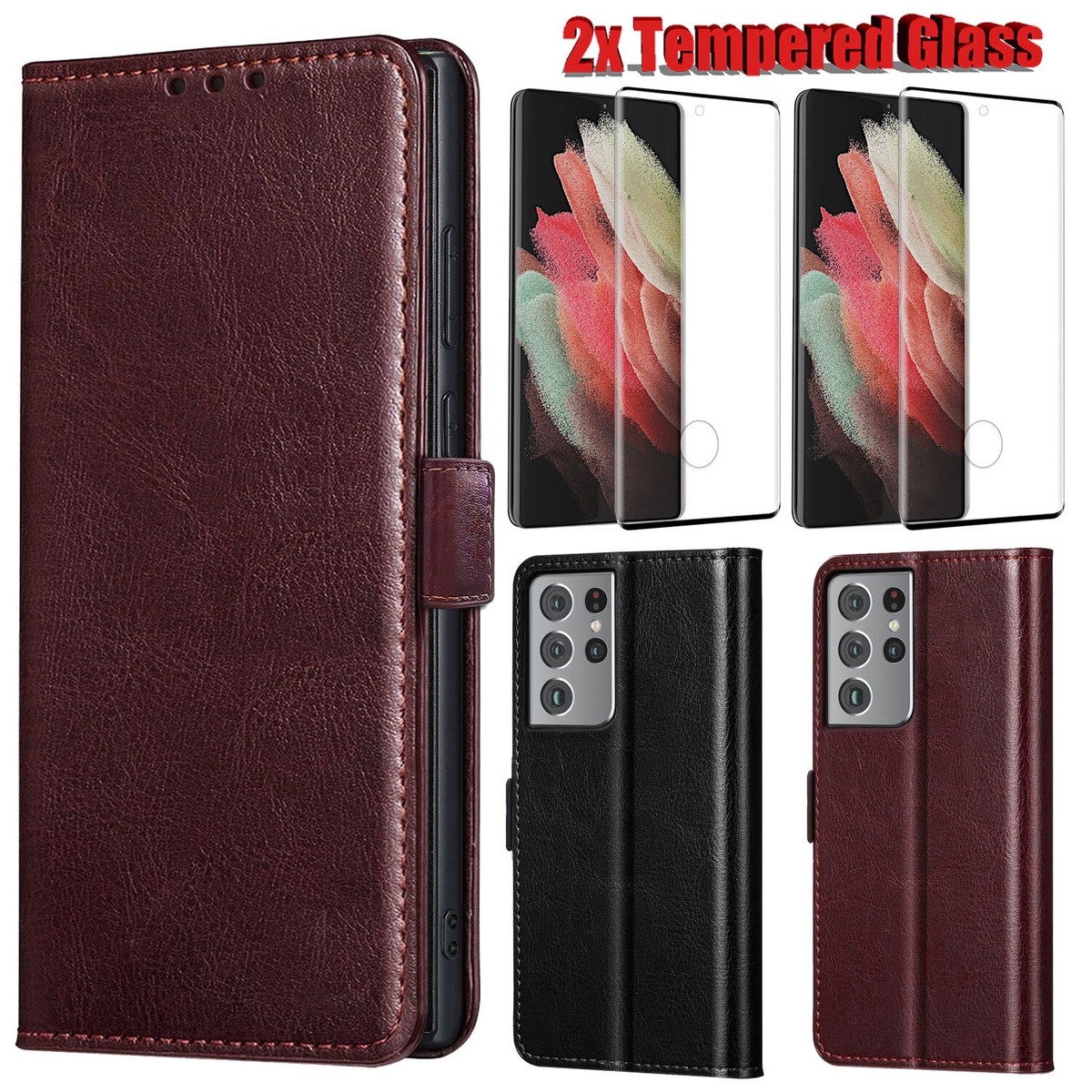 For Samsung Galaxy S21 Ultra/ Plus/ FE 5G Magnetic Leather Flip Phone Case  Cover