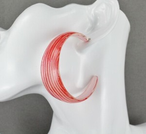 Red Plastic Hoop Earrings 2 1 8 Wide Hoops