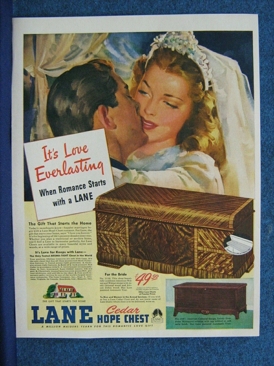 1946 Lane Cedar Hope Chest Ad Model No. 2120 & Model No. 2087 Love