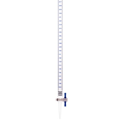 25mL Acrylic Burette - Class B - 0.1mL Blue Graduations - with PTFE Key Stopcock