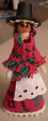 BEAUTIFUL LADY dress crochet pattern 6'' doll wooden face handmade 