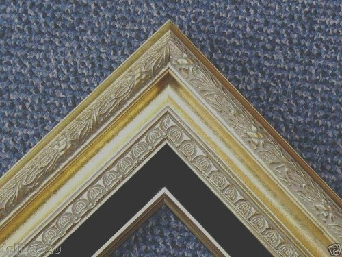 3,25" Klassischer GOLD Leinen Borromini Verzierter HOLZ Bilderrahmen 818Gb frames4art