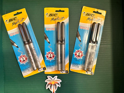 BIC Mark-It Permanent Marker, Fine Point, 2 Count, Black 3 PACKS OF 2