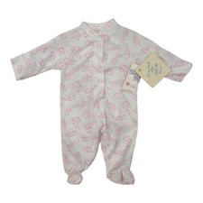 NWT VTG 80s Little Me Schwab Preemie Footed One Piece White Pink Bunny 3-5 lbs
