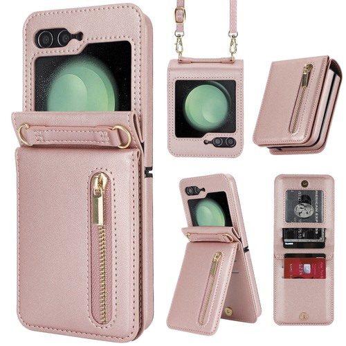 Leather Card Wallet Holder Case For Samsung Z Flip 7 6 4 3 5G Crossbody Lanyard - Picture 13 of 80