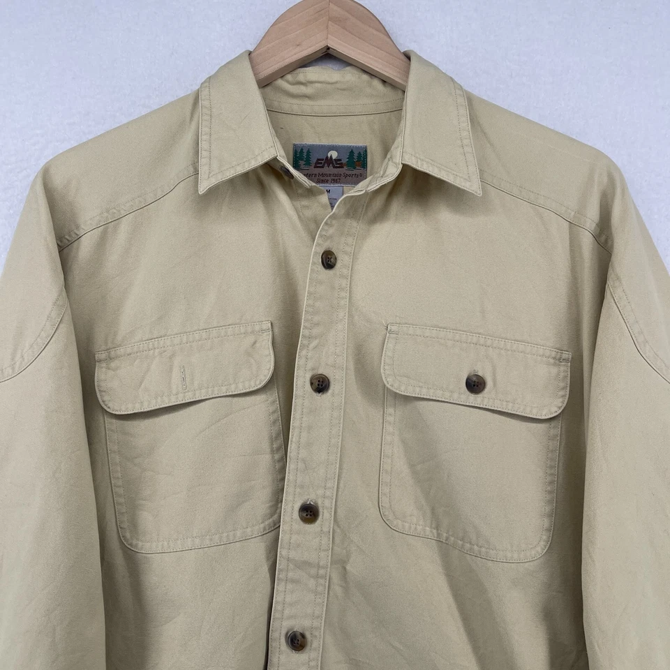 Camisa EASTERN MOUNTAIN SPORTS Para Hombres M Lona Trail Exterior Abotonada De Colección Beige Foto 3 de 4