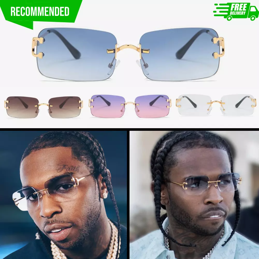 Men Sunglasses Gold Clear Lens Eye Glasses Brown Metal Frame Hip