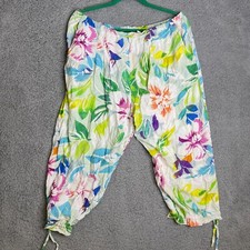 Vintage Jams World Capri Pants Womens Large Floral Hawaii