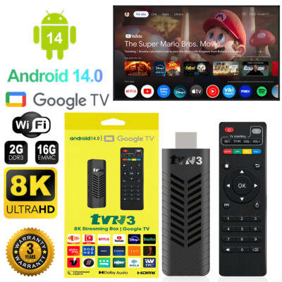 Android 14 Smart TV Stick Box 8K HDMI Quad Core HD 2.4G WIFI Media Stream Player