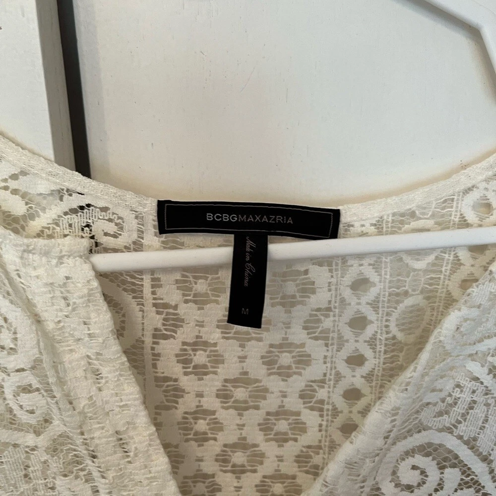 OFF WHITE Abito in pizzo bianco BCBG Maxazria Gardenia taglia M