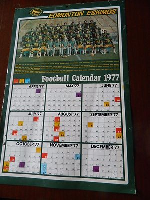 1977 EDMONTON ESKIMOS calendar POSTER 12