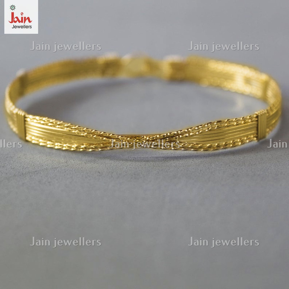 18 Kt, 22 Kt Gold Wirewrapped X Design Women's Bracelet Bangle 19