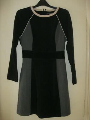 NEXT PETITE BLACK / GREY FULLY LINED LONG SLEEVED DRESS. Size 10. 