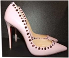 Christian Louboutin IRIZA 100 Pumps Pink Leather Half D'Orsay Heels Shoes 38