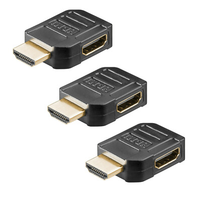 3x HDMI 4K Winkeladapter 60Hz rechts gewinkelt A-Stecker 90° auf A-Buchse 2160p