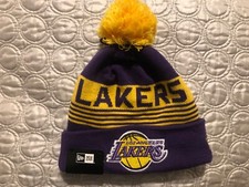 Los Angeles LA Lakers NBA New Era Pom Beanie Cuff Purple/Yellow NWT