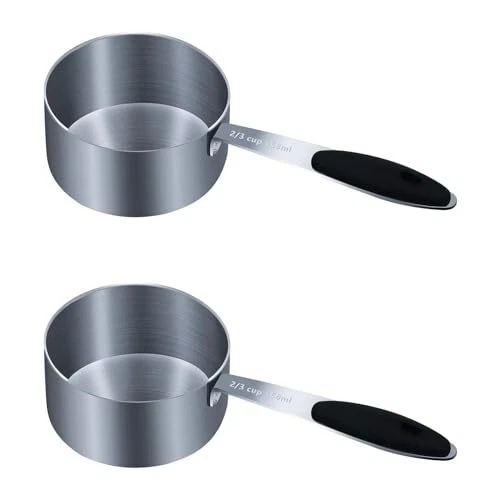2PCS 2/3 Cup10.6 Tbsp | 158 ml | 158 cc| 5.4 oz Measuring Cup Stainless Steel...