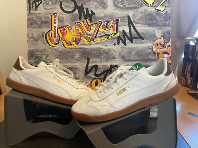 Herren Puma Club 5v5 Lux OG Weiß Leder Turnschuhe UK9 Smart Freizeit Sehr guter Zustand 