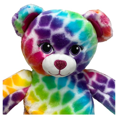 Build a Bear Rainbow Teddy Bear Leopard Print Heart Plush Stuffed Animal BAB - Picture 8 of 13
