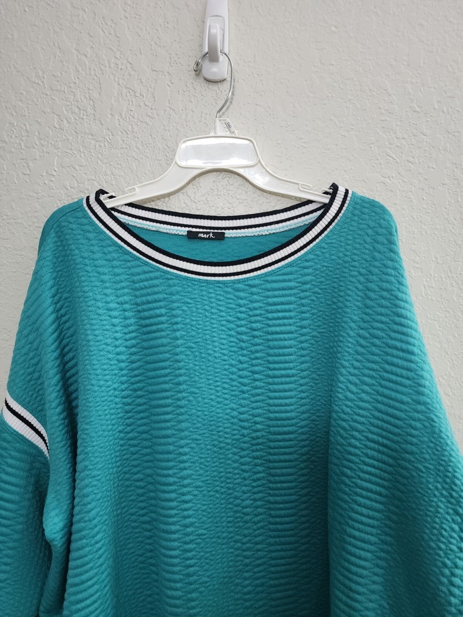 Vintage Sweatshirt Turquoise Black White Women's 2X/2T