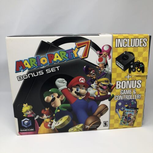 Ensemble bonus console de jeu Nintendo GameCube Mario Party 7 CIB DOL S M009 USA COMME NEUF - Photo 1/24