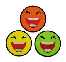 Emoji Embroidered Applique Sew/Iron On Patch 2.5" Funny Laugh Hook Loop 3