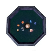 Space Black Hole Octagon Wooden Dice Tray, Rolling Tray D&D Tabletop Board Games