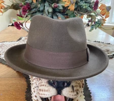 SCALA * MENS KHAKI TAN WOOL FEDORA HAT * 1 XL * NEW CRUSHABLE PORK PIE 4 SEASONS