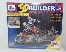 Play Hut 3:D Builder Motorcycle Puzzle Toy Wheels Move 117 Pcs Vintage 1996 New
