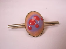 2-1/8" Painted Ceramic & Gold Tone Vintage Collar Bar L264