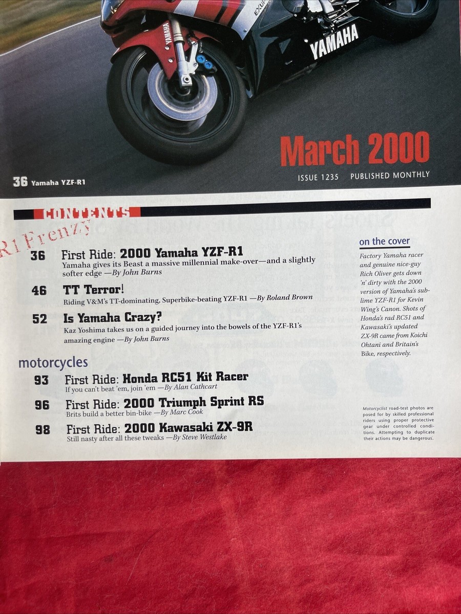 March 2000 Motor Cyclist Magazine Yamaha Kawasaki Honda Suzuki | eBay
