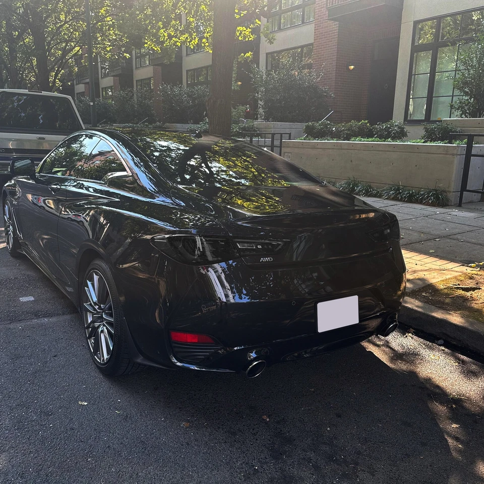 Cubierta de luz trasera ahumada lámpara trasera apagón acabado len se adapta a Infiniti Q60 2016+ Foto 3 de 4